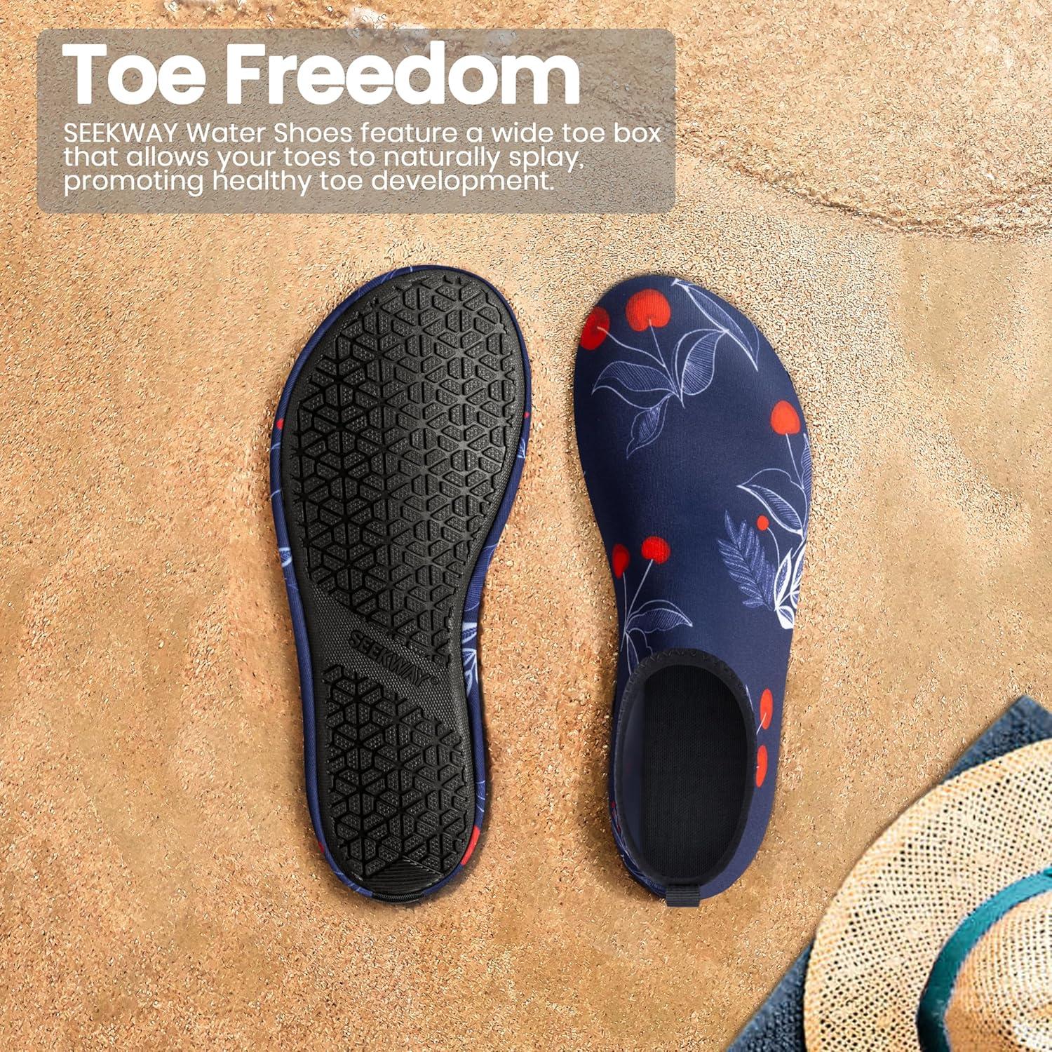 imageSEEKWAY Water Shoes Women Men Adult QuickDry Aqua Socks Barefoot Non Slip for Beach Swim River Pool Lake surf Black SK002U2f1371 Cherrim