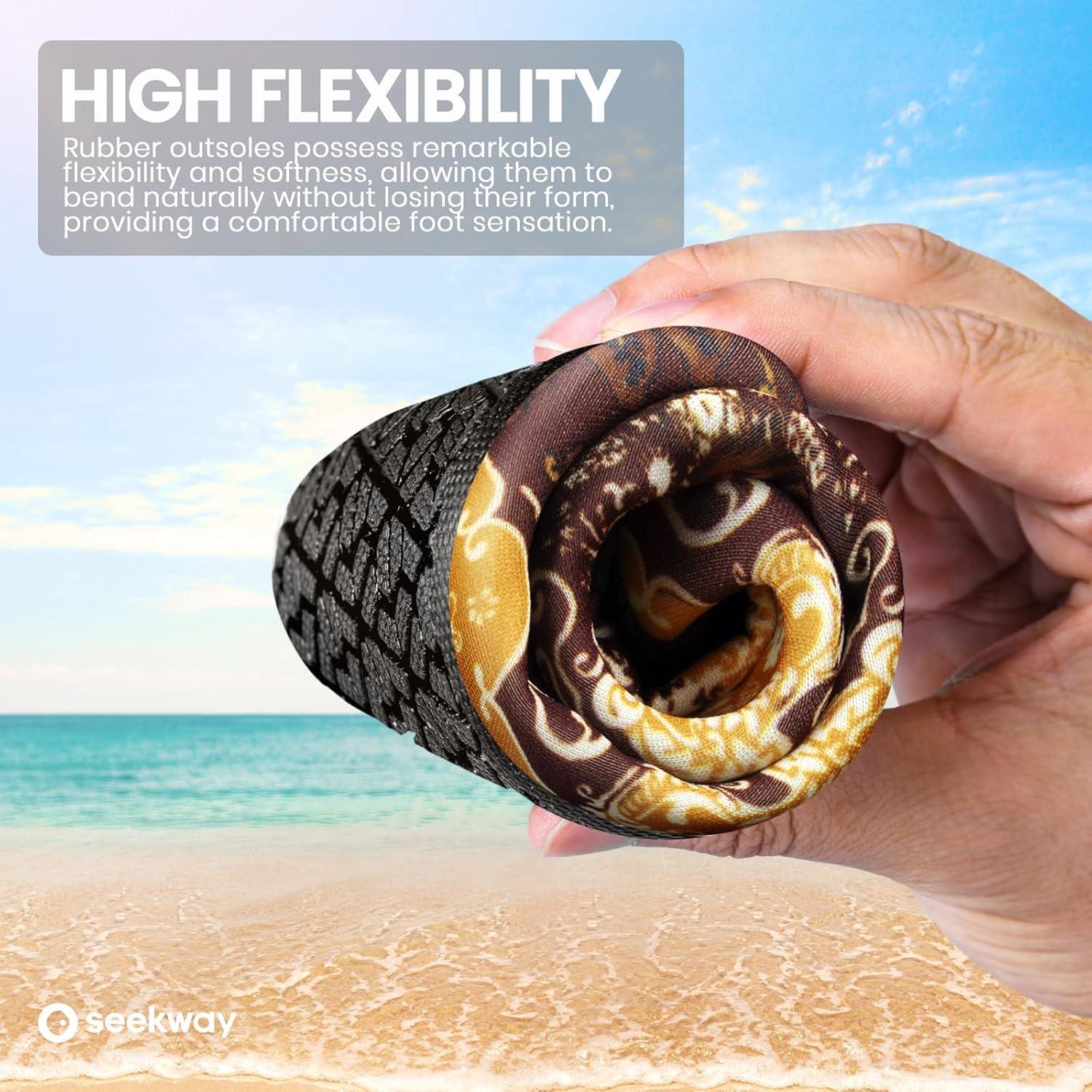 imageSEEKWAY Water Shoes Women Men Adult QuickDry Aqua Socks Barefoot Non Slip for Beach Swim River Pool Lake surf Black SK002U2g1491 Paisley