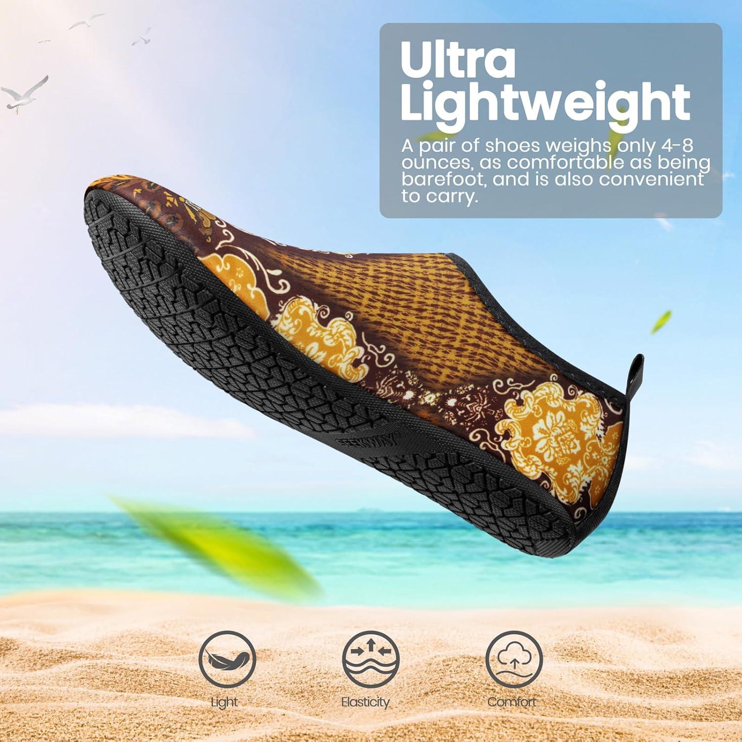 imageSEEKWAY Water Shoes Women Men Adult QuickDry Aqua Socks Barefoot Non Slip for Beach Swim River Pool Lake surf Black SK002U2g1491 Paisley