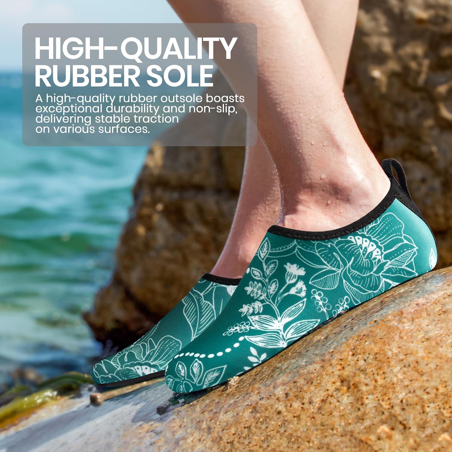 imageSEEKWAY Water Shoes Women Men Adult QuickDry Aqua Socks Barefoot Non Slip for Beach Swim River Pool Lake surf Black SK002U2h1381 Lotus