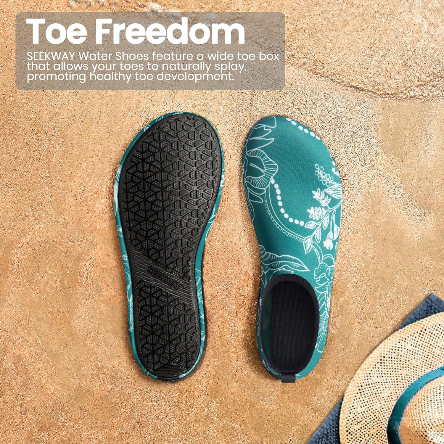 imageSEEKWAY Water Shoes Women Men Adult QuickDry Aqua Socks Barefoot Non Slip for Beach Swim River Pool Lake surf Black SK002U2h1381 Lotus
