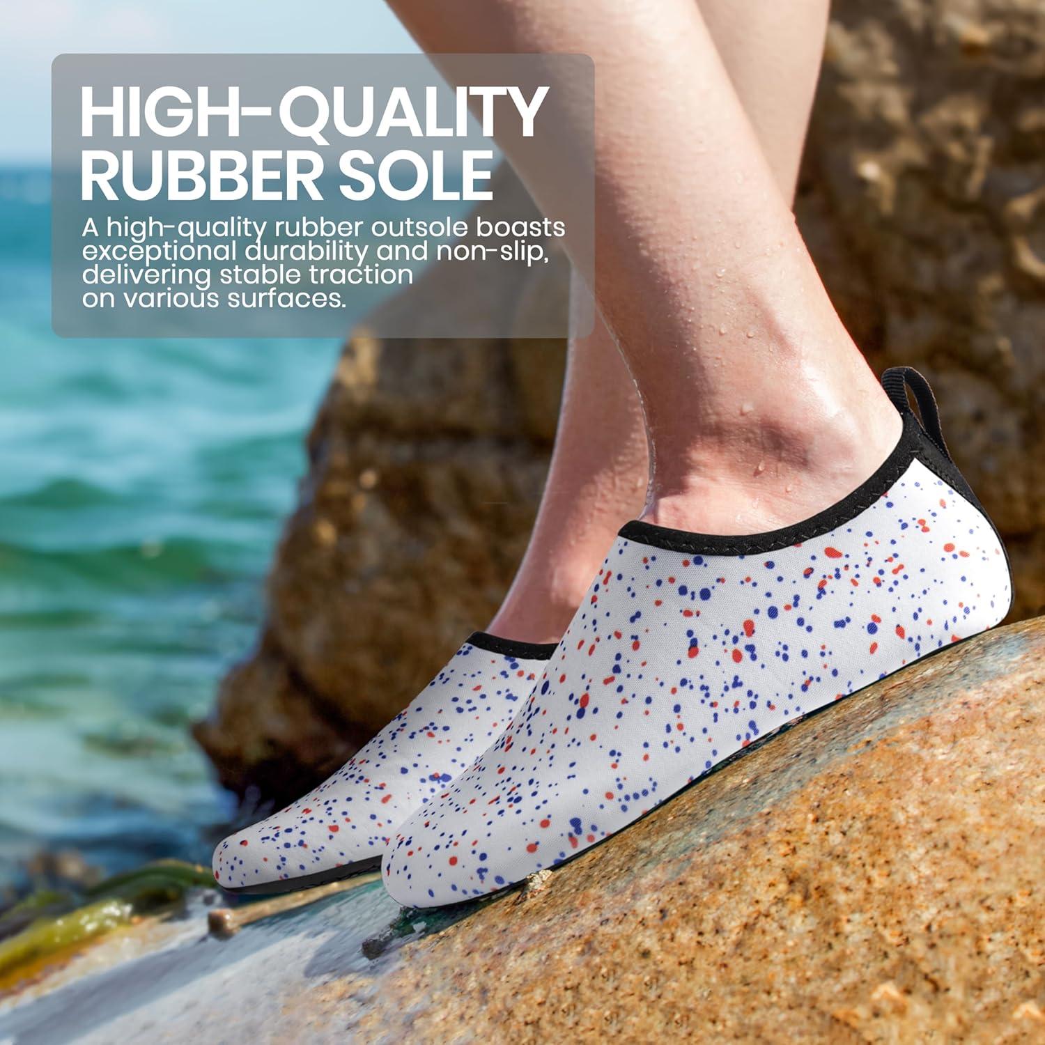 imageSEEKWAY Water Shoes Women Men Adult QuickDry Aqua Socks Barefoot Non Slip for Beach Swim River Pool Lake surf Black SK002U2j1312 Paint Spot