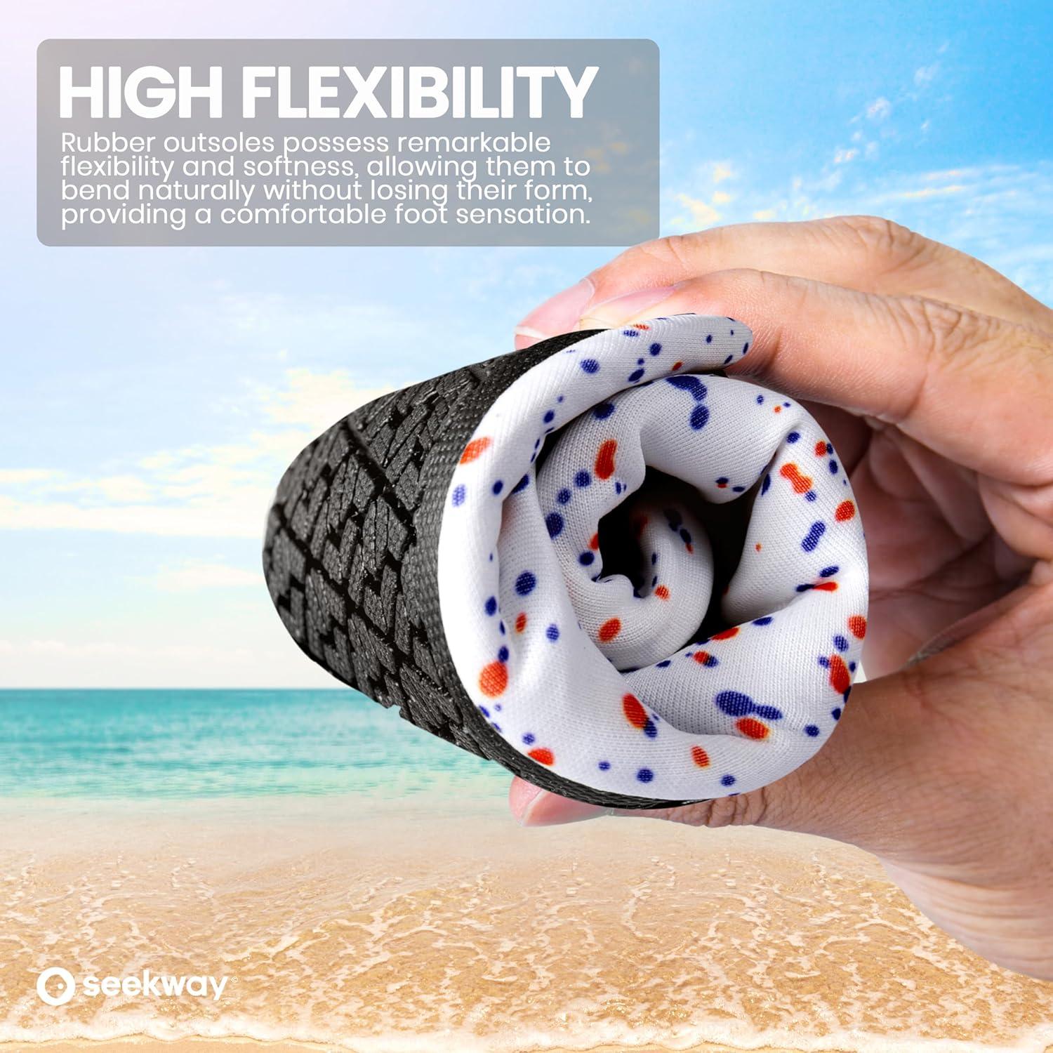 imageSEEKWAY Water Shoes Women Men Adult QuickDry Aqua Socks Barefoot Non Slip for Beach Swim River Pool Lake surf Black SK002U2j1312 Paint Spot