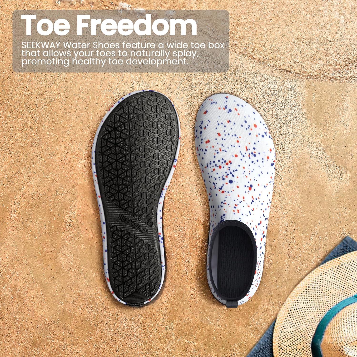 imageSEEKWAY Water Shoes Women Men Adult QuickDry Aqua Socks Barefoot Non Slip for Beach Swim River Pool Lake surf Black SK002U2j1312 Paint Spot