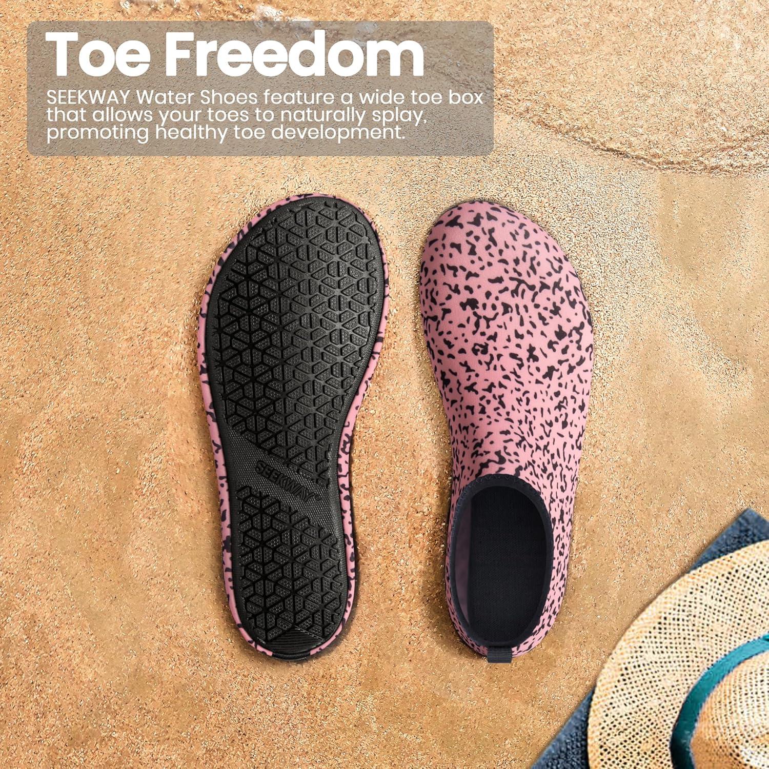 imageSEEKWAY Water Shoes Women Men Adult QuickDry Aqua Socks Barefoot Non Slip for Beach Swim River Pool Lake surf Black SK002U2k1313 Paint Spot