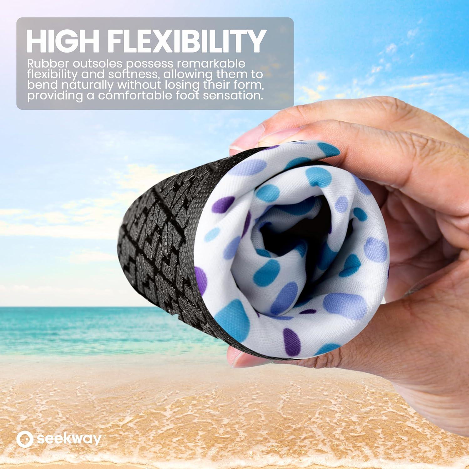 imageSEEKWAY Water Shoes Women Men Adult QuickDry Aqua Socks Barefoot Non Slip for Beach Swim River Pool Lake surf Black SK002U2l1062 Wave Point