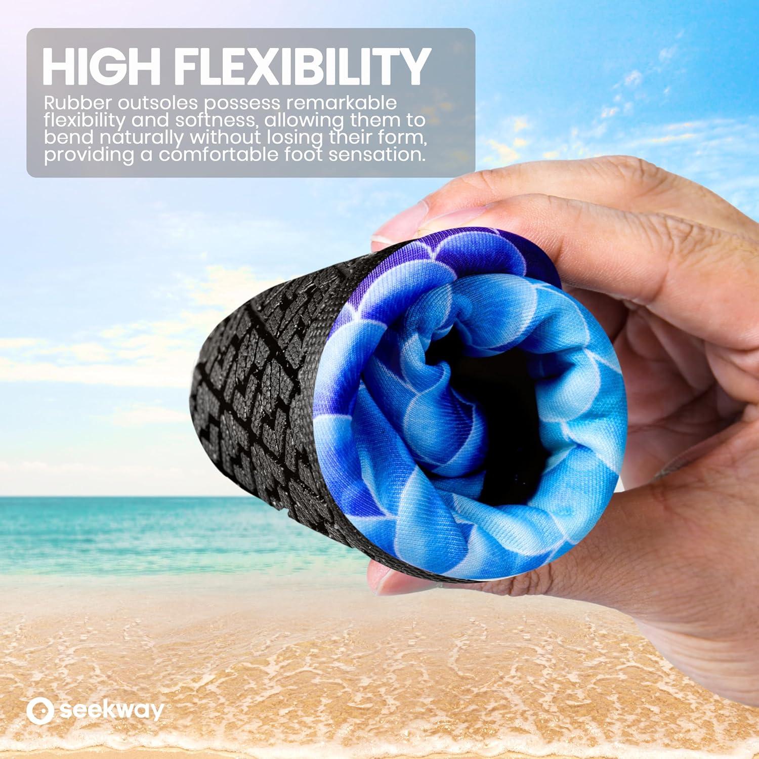 imageSEEKWAY Water Shoes Women Men Adult QuickDry Aqua Socks Barefoot Non Slip for Beach Swim River Pool Lake surf Black SK002U2m1083 Mermaid Scale