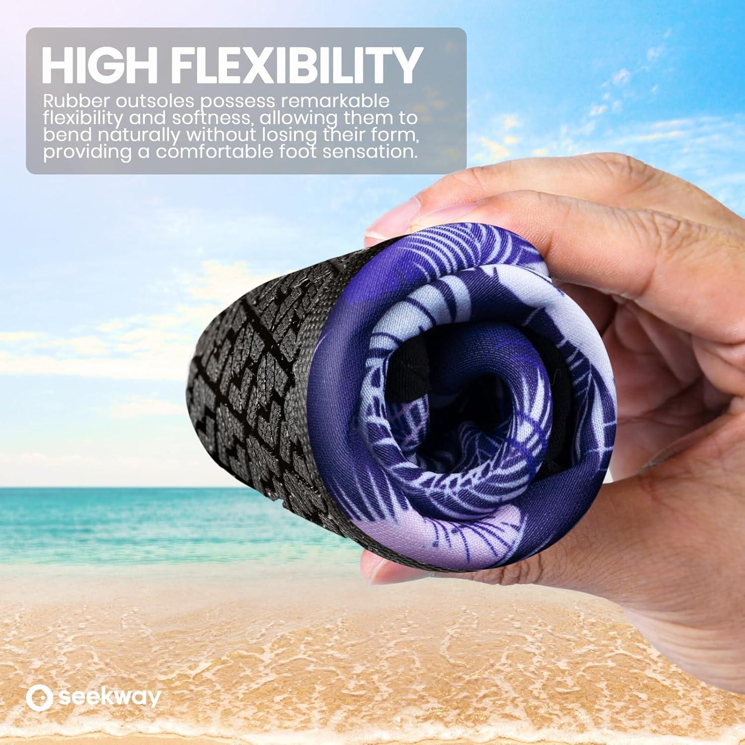 imageSEEKWAY Water Shoes Women Men Adult QuickDry Aqua Socks Barefoot Non Slip for Beach Swim River Pool Lake surf Black SK002U2m1431 Leaffeather