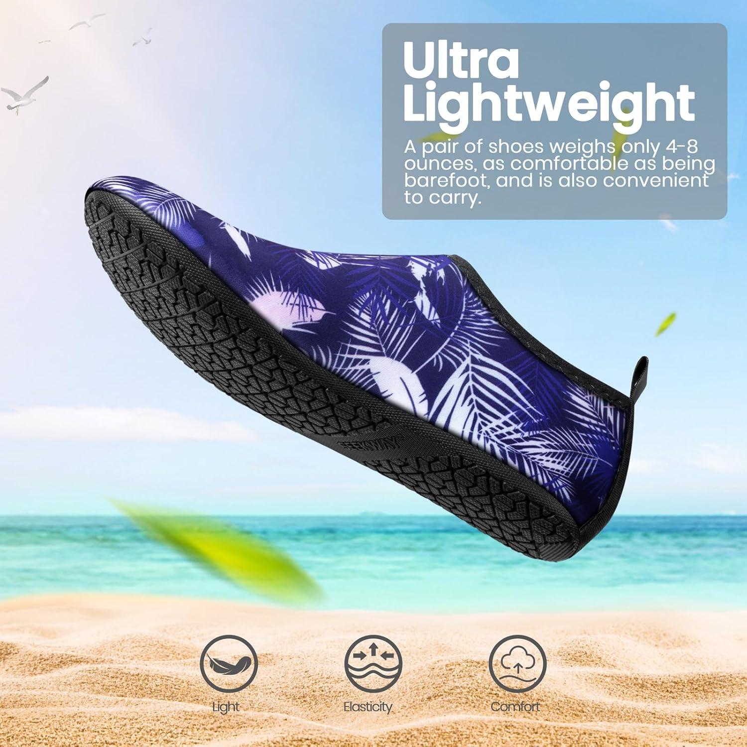 imageSEEKWAY Water Shoes Women Men Adult QuickDry Aqua Socks Barefoot Non Slip for Beach Swim River Pool Lake surf Black SK002U2m1431 Leaffeather