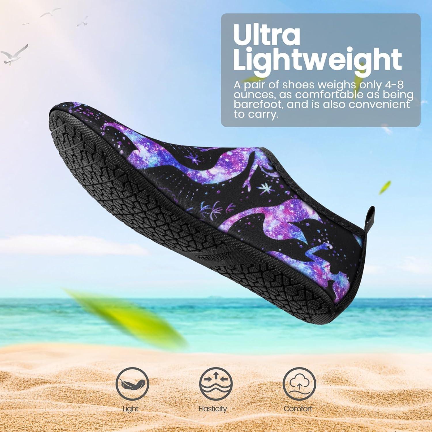 imageSEEKWAY Water Shoes Women Men Adult QuickDry Aqua Socks Barefoot Non Slip for Beach Swim River Pool Lake surf Black SK002U2n1511 Mermaid