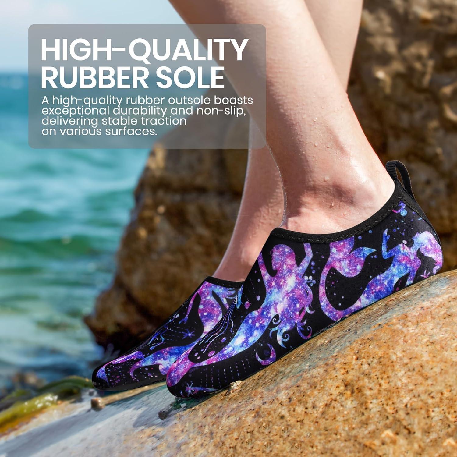 imageSEEKWAY Water Shoes Women Men Adult QuickDry Aqua Socks Barefoot Non Slip for Beach Swim River Pool Lake surf Black SK002U2n1511 Mermaid