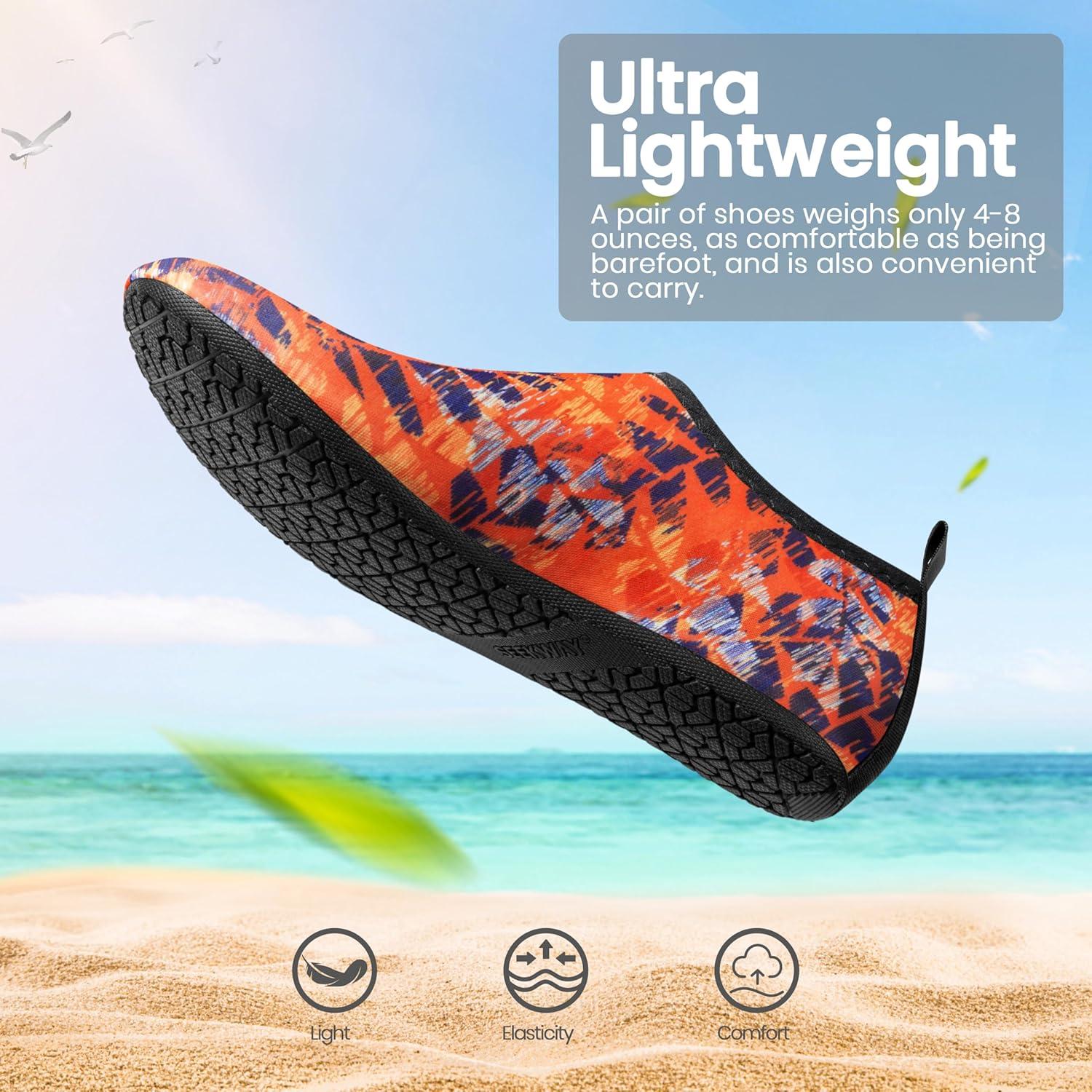 imageSEEKWAY Water Shoes Women Men Adult QuickDry Aqua Socks Barefoot Non Slip for Beach Swim River Pool Lake surf Black SK002U2o1011 Fern Leaf