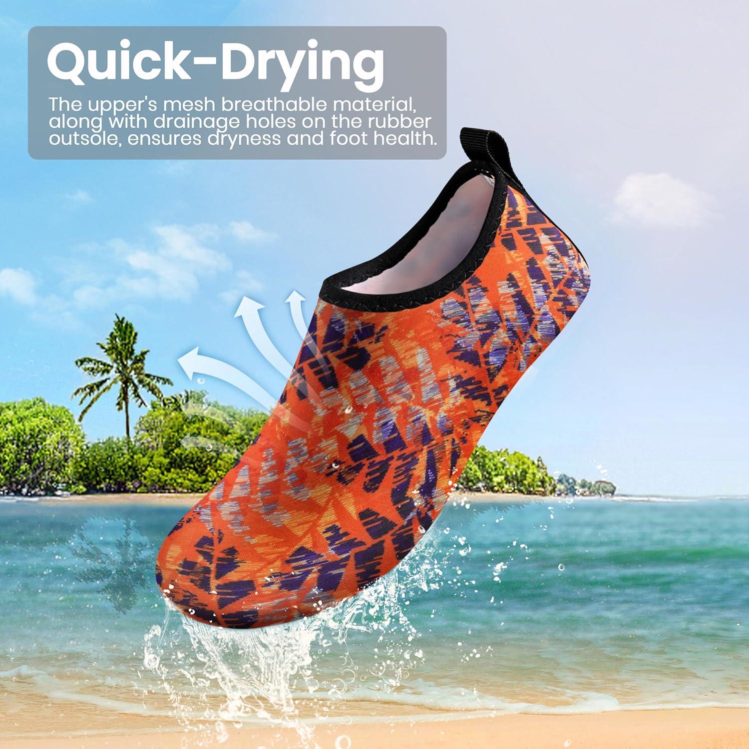 imageSEEKWAY Water Shoes Women Men Adult QuickDry Aqua Socks Barefoot Non Slip for Beach Swim River Pool Lake surf Black SK002U2o1011 Fern Leaf