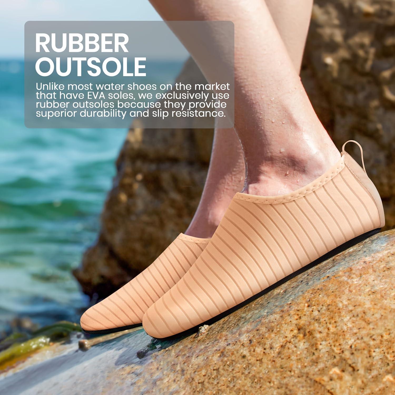 imageSEEKWAY Water Shoes Women Men Adult QuickDry Aqua Socks Barefoot Non Slip for Beach Swim River Pool Lake surf Black SK002U2o706 Nude Pink