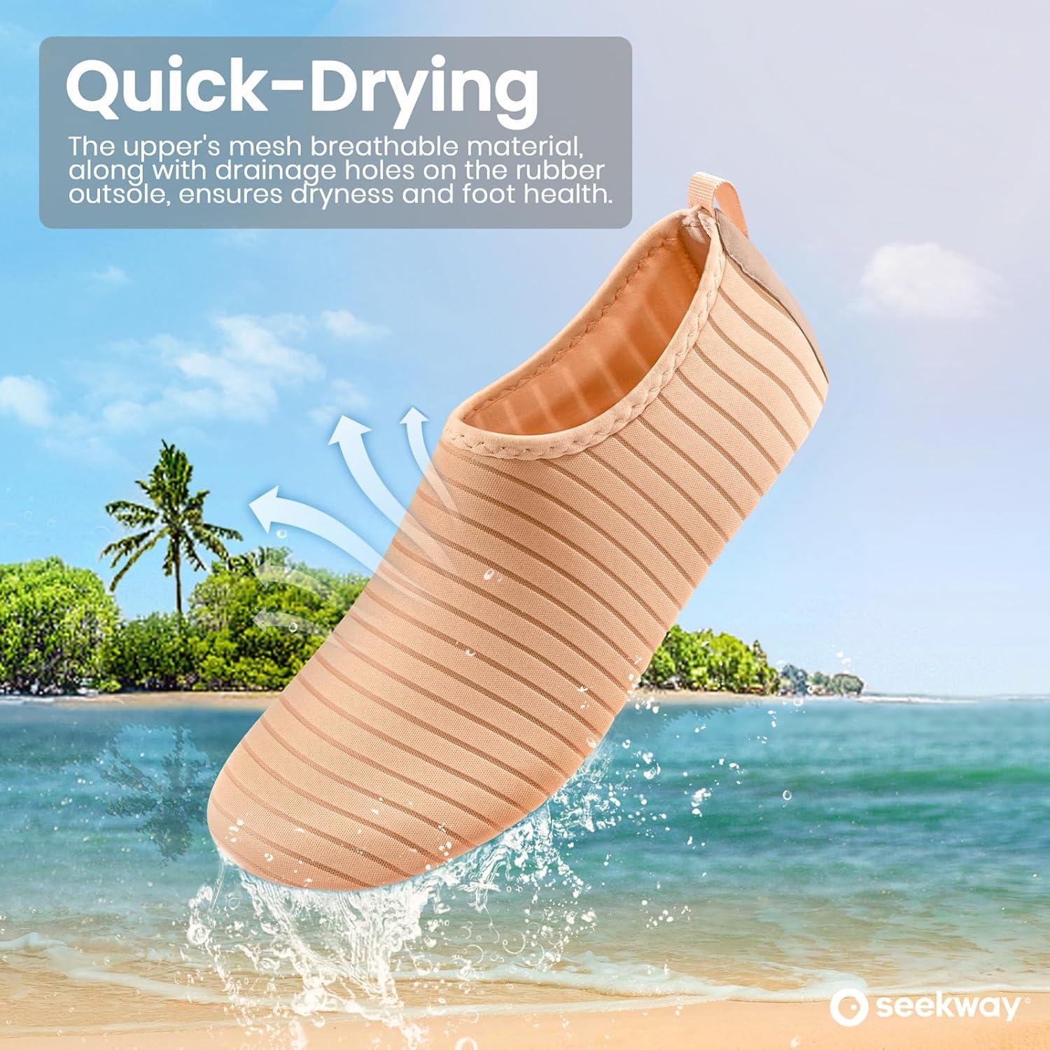 imageSEEKWAY Water Shoes Women Men Adult QuickDry Aqua Socks Barefoot Non Slip for Beach Swim River Pool Lake surf Black SK002U2o706 Nude Pink