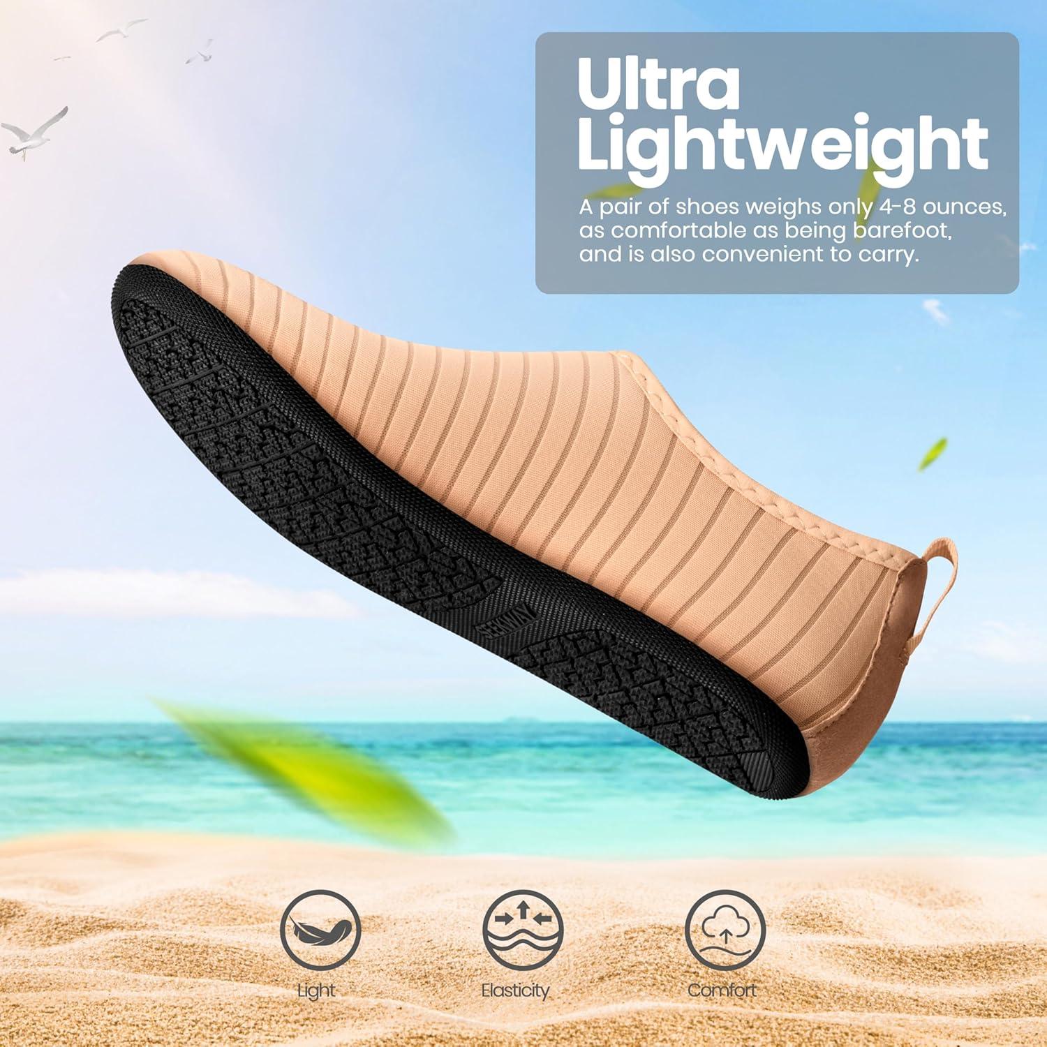 imageSEEKWAY Water Shoes Women Men Adult QuickDry Aqua Socks Barefoot Non Slip for Beach Swim River Pool Lake surf Black SK002U2o706 Nude Pink