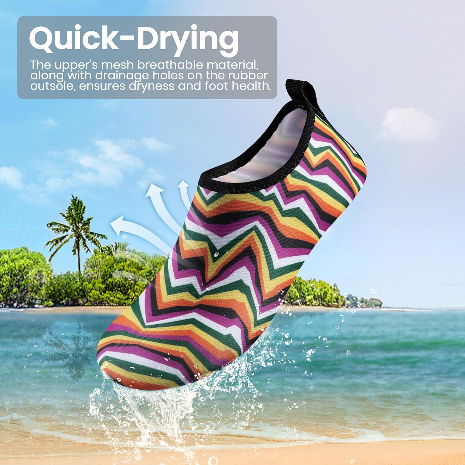 imageSEEKWAY Water Shoes Women Men Adult QuickDry Aqua Socks Barefoot Non Slip for Beach Swim River Pool Lake surf Black SK002U2t1044 Rainbow Curve