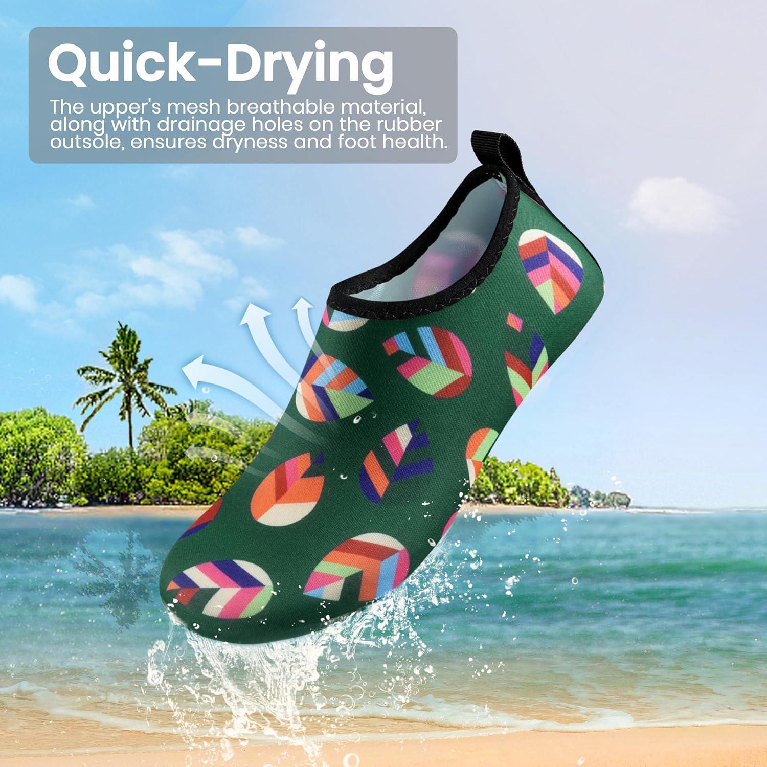 imageSEEKWAY Water Shoes Women Men Adult QuickDry Aqua Socks Barefoot Non Slip for Beach Swim River Pool Lake surf Black SK002U2u1074 Totem Leaf