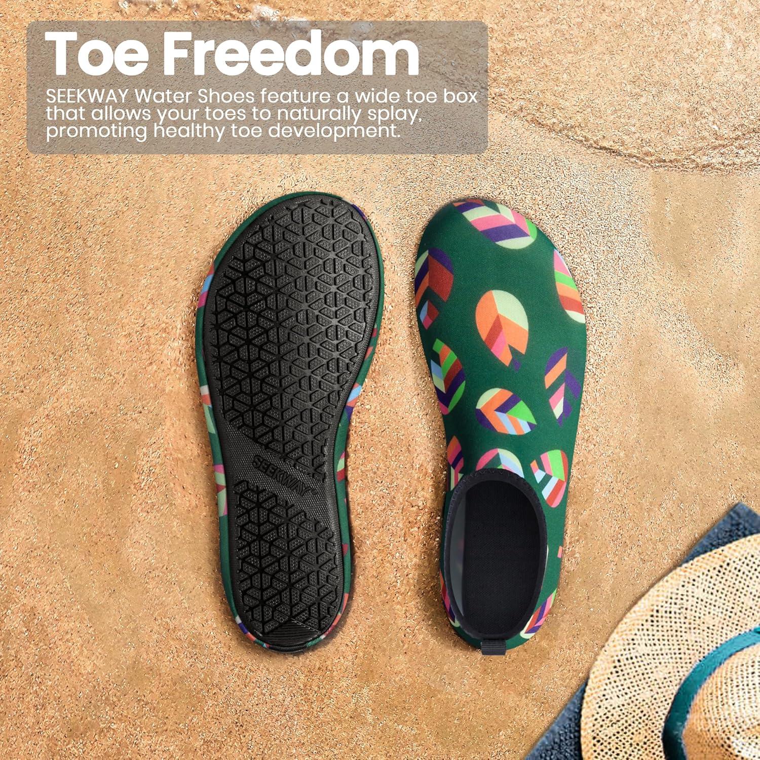 imageSEEKWAY Water Shoes Women Men Adult QuickDry Aqua Socks Barefoot Non Slip for Beach Swim River Pool Lake surf Black SK002U2u1074 Totem Leaf