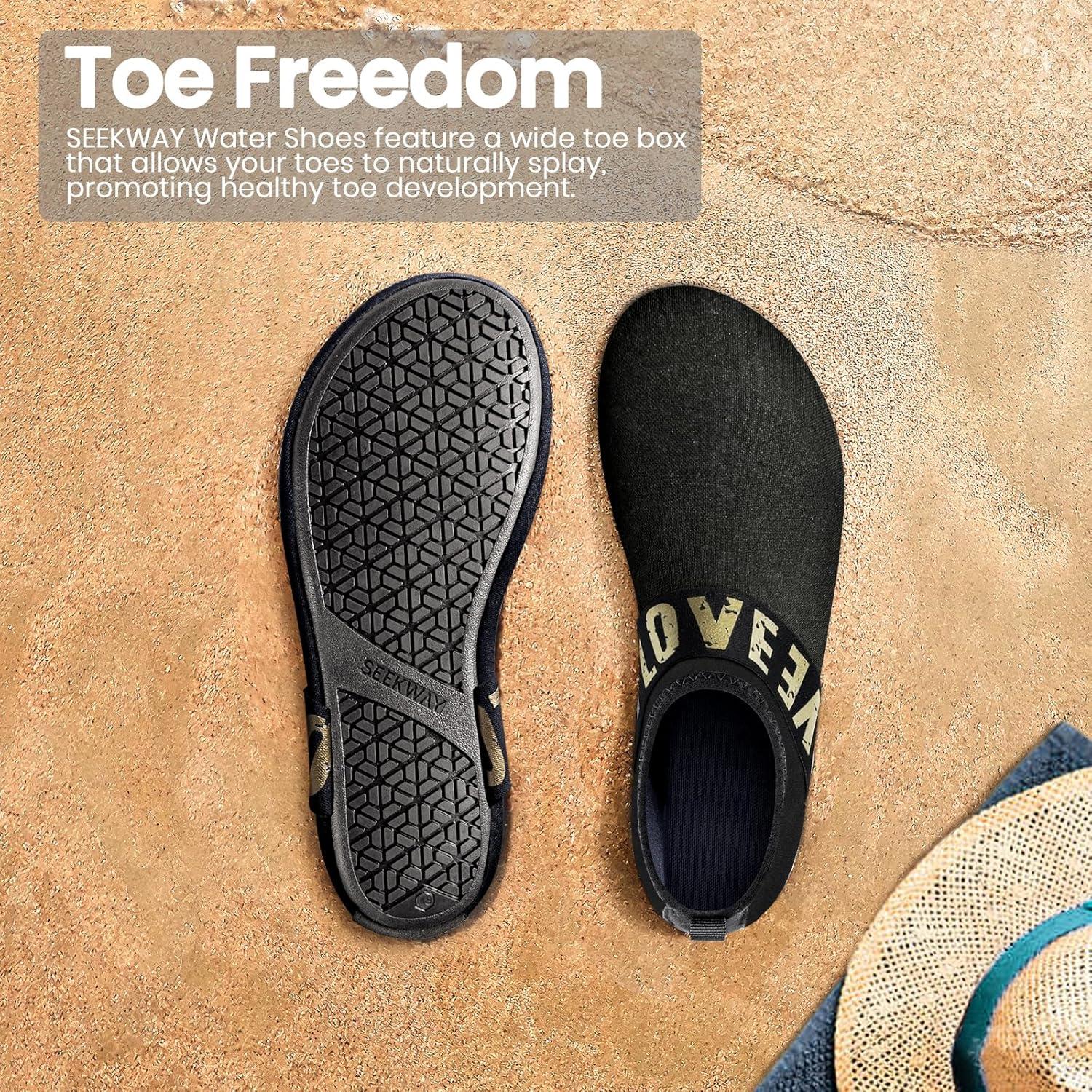 imageSEEKWAY Water Shoes Women Men Adult QuickDry Aqua Socks Barefoot Non Slip for Beach Swim River Pool Lake surf Black SK002U6b901 Golden