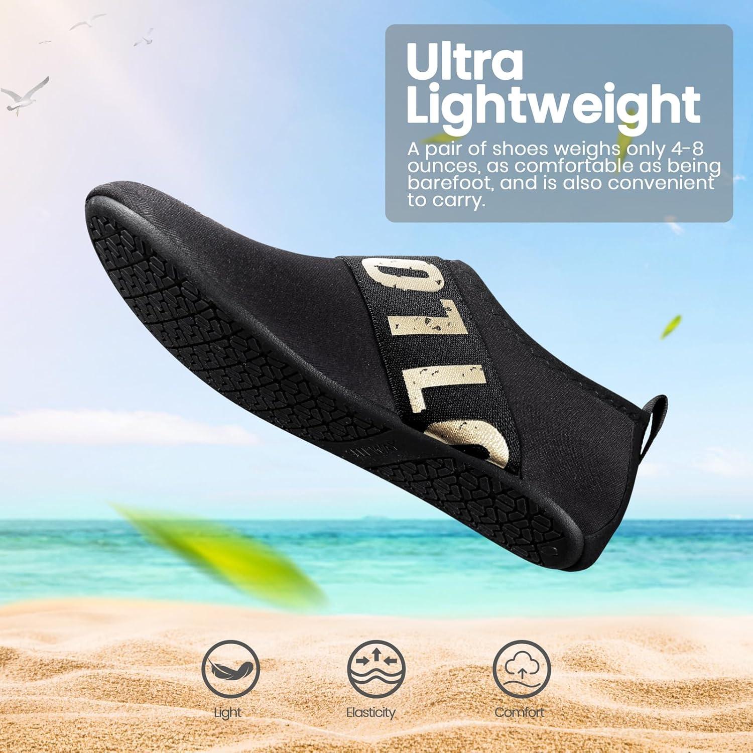 imageSEEKWAY Water Shoes Women Men Adult QuickDry Aqua Socks Barefoot Non Slip for Beach Swim River Pool Lake surf Black SK002U6b901 Golden