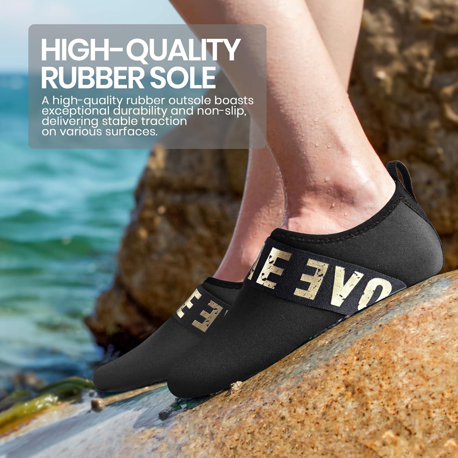 imageSEEKWAY Water Shoes Women Men Adult QuickDry Aqua Socks Barefoot Non Slip for Beach Swim River Pool Lake surf Black SK002U6b901 Golden