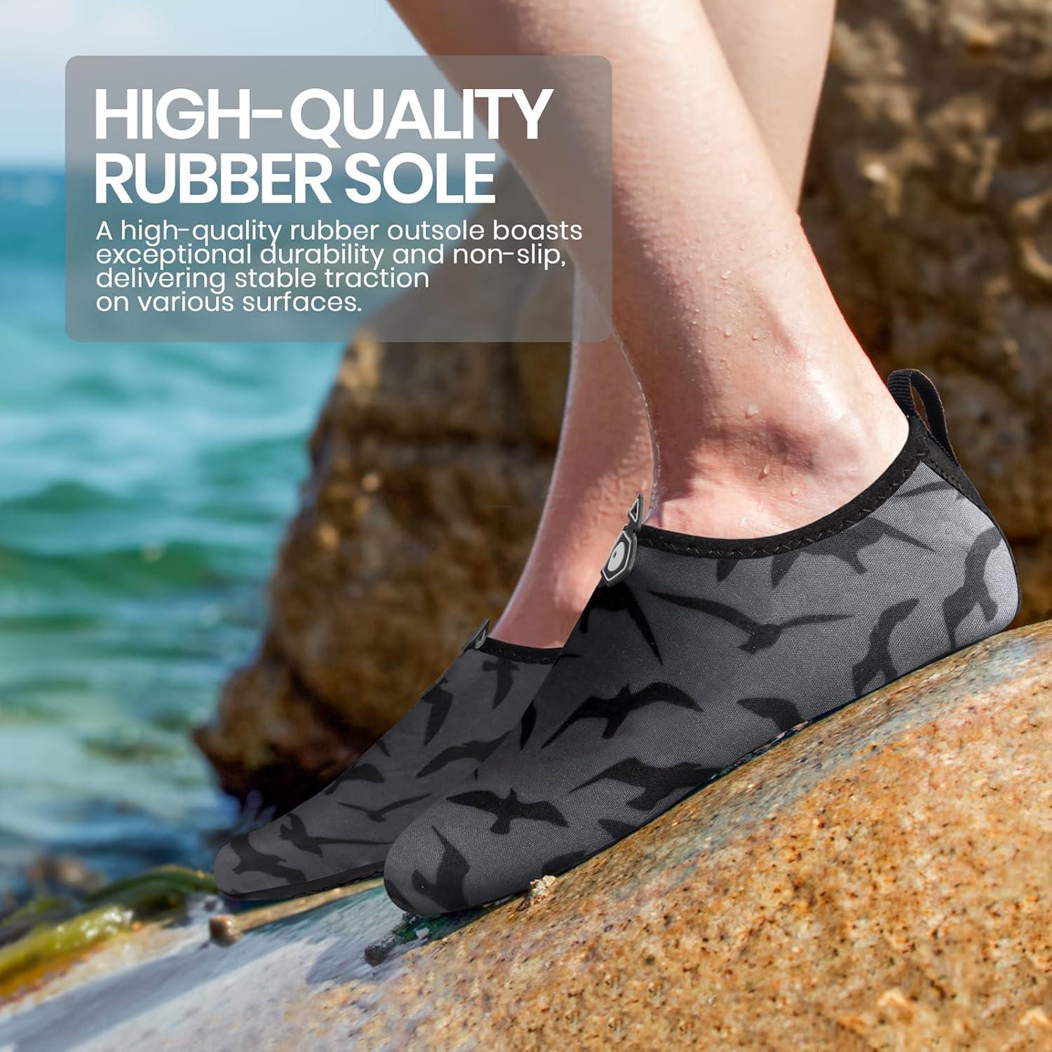 imageSEEKWAY Water Shoes Women Men Adult QuickDry Aqua Socks Barefoot Non Slip for Beach Swim River Pool Lake surf Black SK002U7da962 Bird