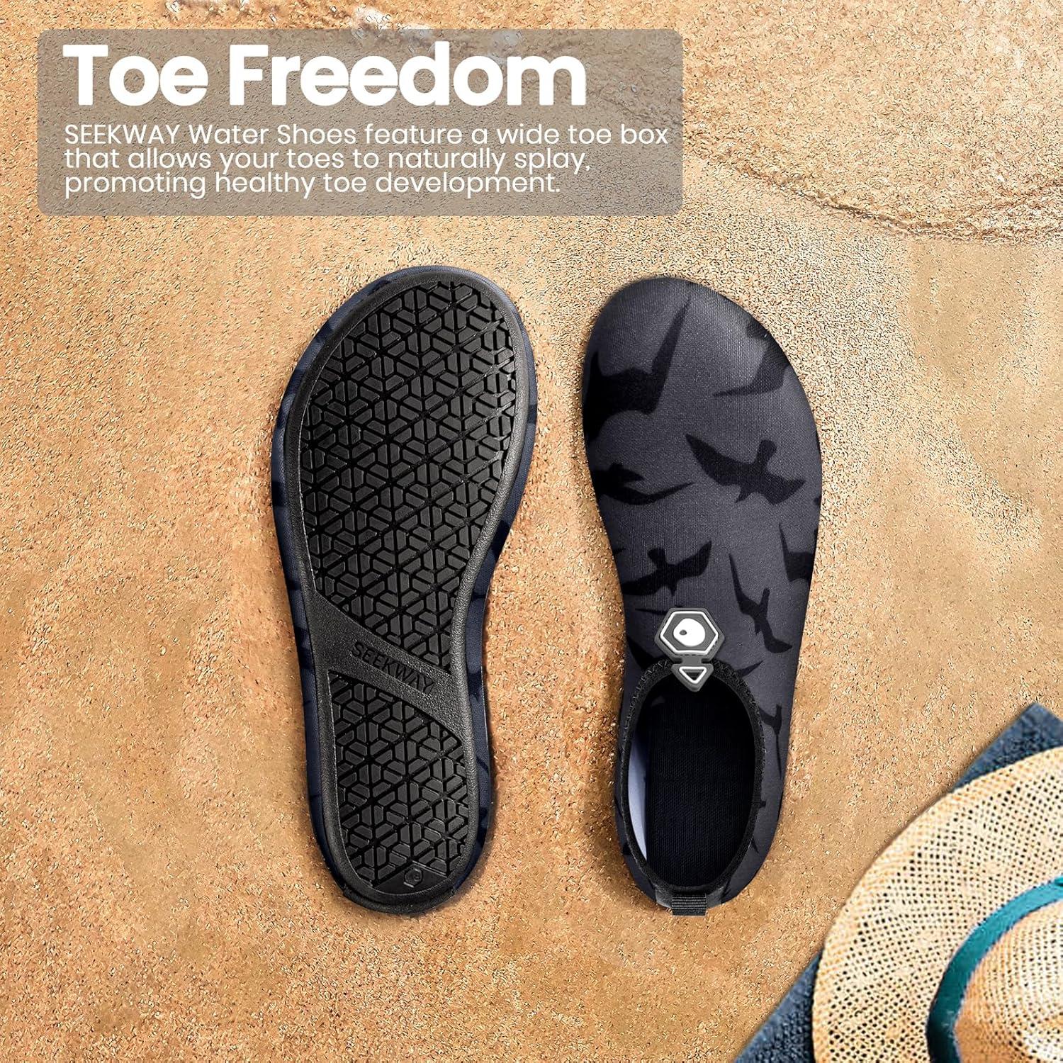 imageSEEKWAY Water Shoes Women Men Adult QuickDry Aqua Socks Barefoot Non Slip for Beach Swim River Pool Lake surf Black SK002U7da962 Bird