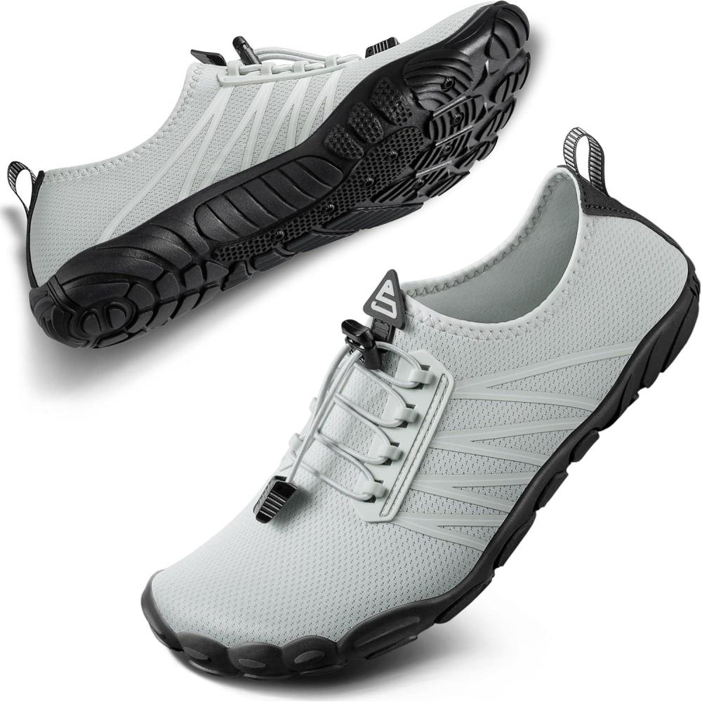 imageSEEKWAY Water Shoes Men Women Adult QuickDry Aqua Sock Barefoot for Beach Swim River Pool Lake Hiking Kayaking Surfing1c412 Light Grey