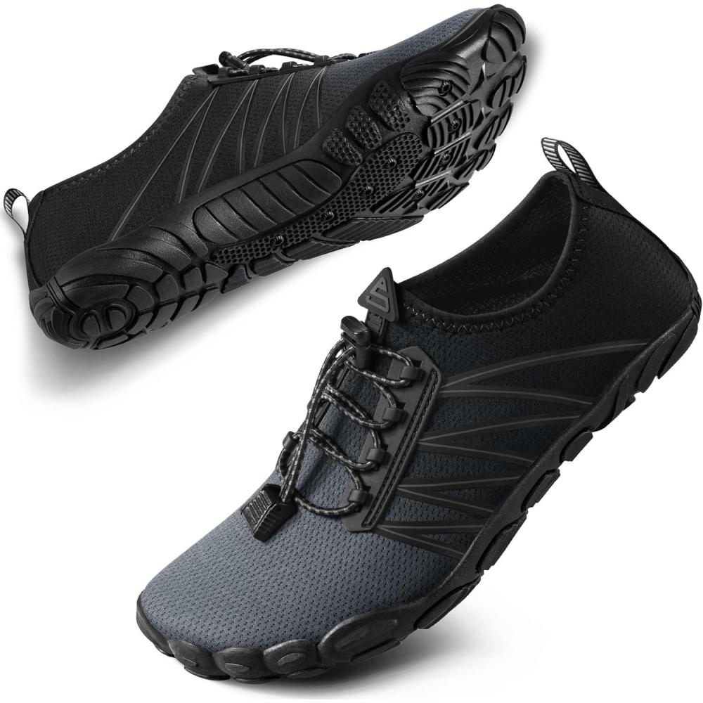 imageSEEKWAY Water Shoes Men Women Adult QuickDry Aqua Sock Barefoot for Beach Swim River Pool Lake Hiking Kayaking Surfing1h416 Gradient Dark Grey