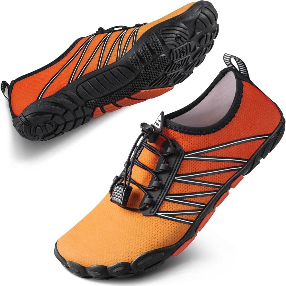 imageSEEKWAY Water Shoes Men Women Adult QuickDry Aqua Sock Barefoot for Beach Swim River Pool Lake Hiking Kayaking Surfing1k420 Gradient Orange Yellow