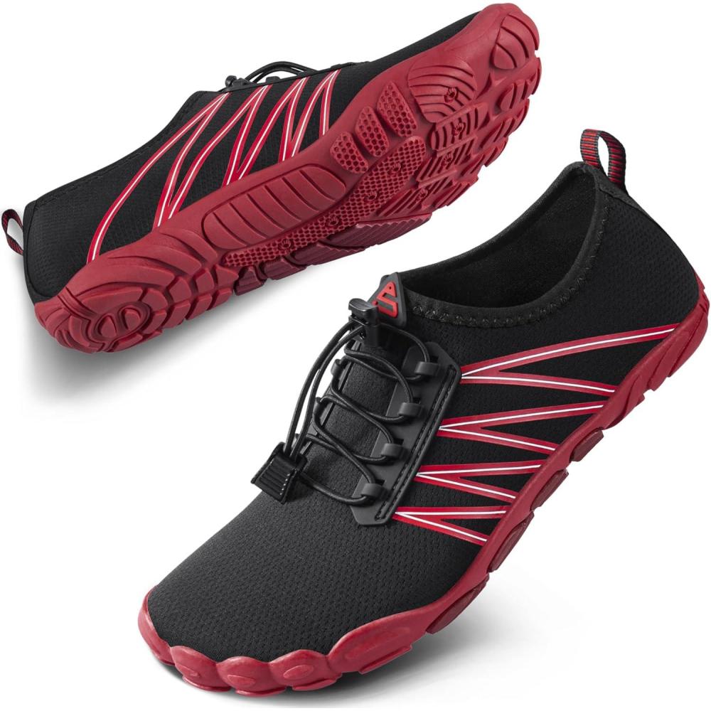 imageSEEKWAY Water Shoes Men Women Adult QuickDry Aqua Sock Barefoot for Beach Swim River Pool Lake Hiking Kayaking Surfing1m425 Rose Black