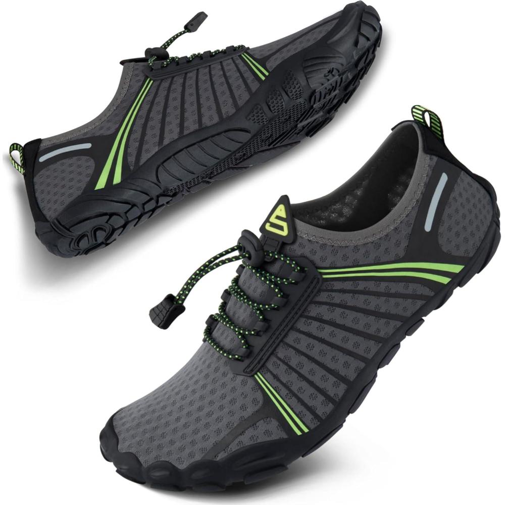 imageSEEKWAY Water Shoes Men Women Adult QuickDry Aqua Sock Barefoot for Beach Swim River Pool Lake Hiking Kayaking Surfing3a405 Blackgreen