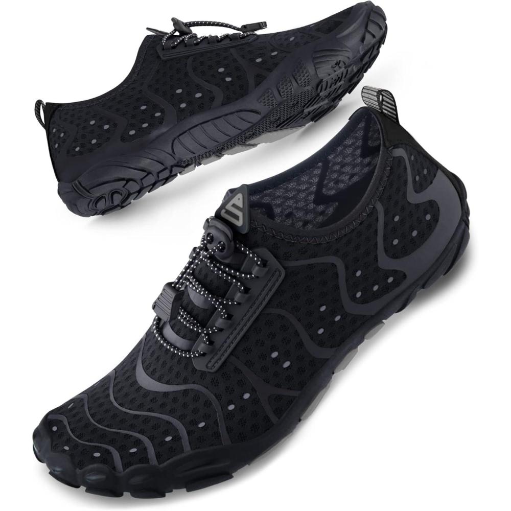 imageSEEKWAY Water Shoes Men Women Adult QuickDry Aqua Sock Barefoot for Beach Swim River Pool Lake Hiking Kayaking Surfing3g401 Black