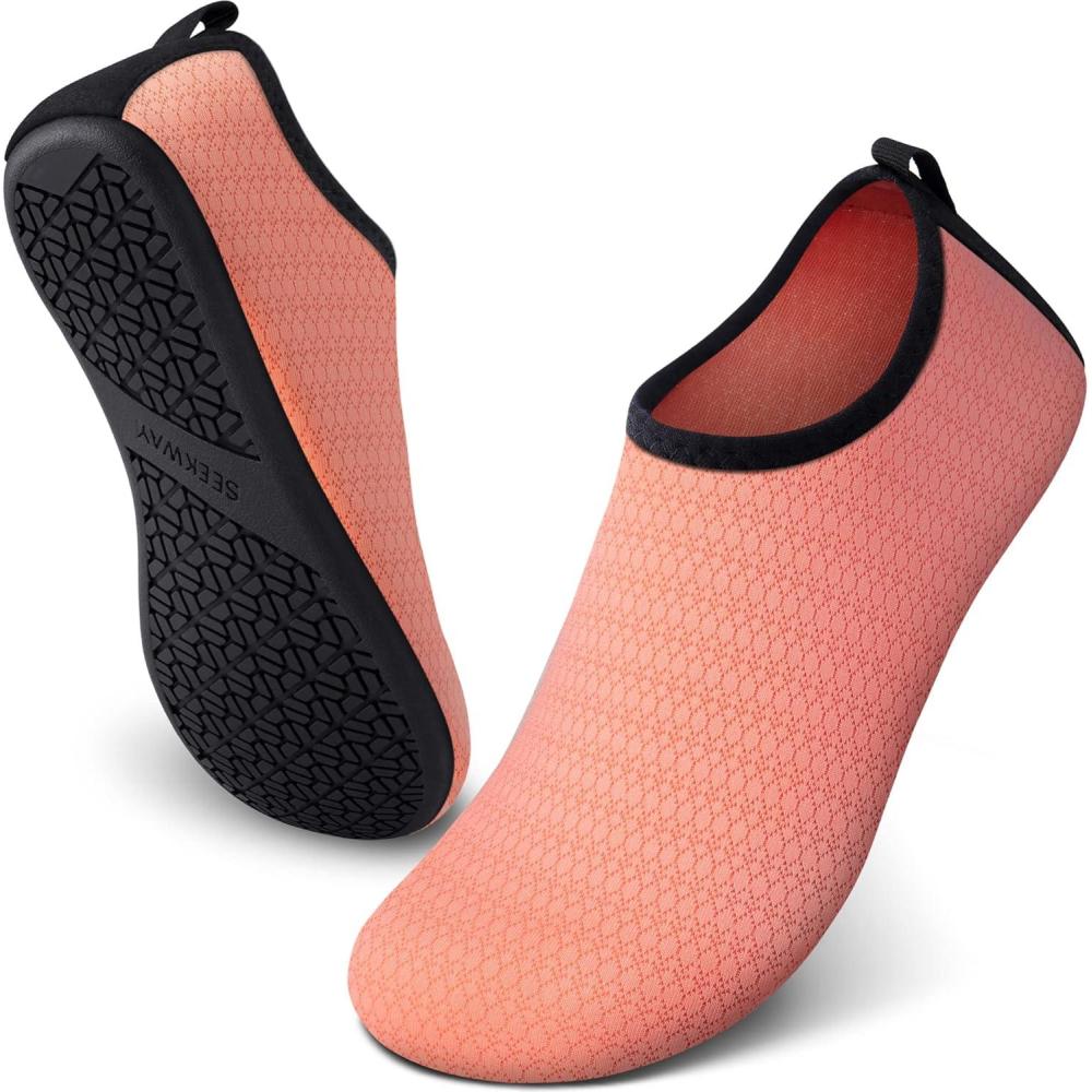 imageSEEKWAY Water Shoes QuickDry Aqua Socks Barefoot Slipon for Beach Pool Swim River Yoga Lake Surf Women Men Black SK0015ccetus Pink