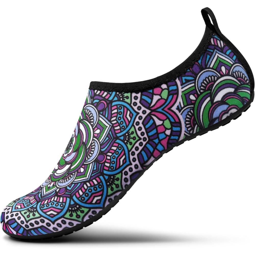 imageSEEKWAY Water Shoes Women Men Adult QuickDry Aqua Socks Barefoot Non Slip for Beach Swim River Pool Lake surf Black SK002U2g1219 Floral Glass