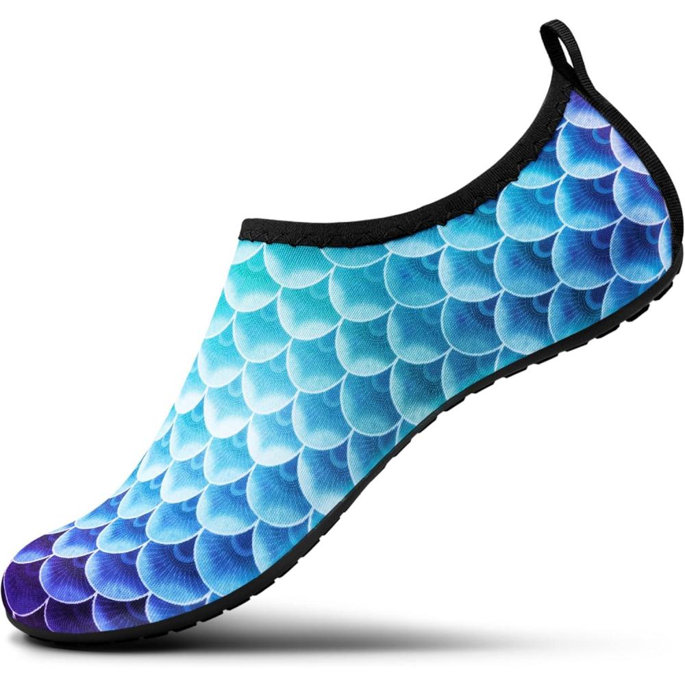 imageSEEKWAY Water Shoes Women Men Adult QuickDry Aqua Socks Barefoot Non Slip for Beach Swim River Pool Lake surf Black SK002U2m1083 Mermaid Scale