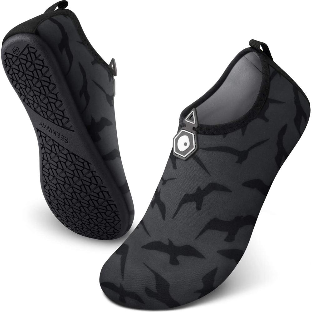 imageSEEKWAY Water Shoes Women Men Adult QuickDry Aqua Socks Barefoot Non Slip for Beach Swim River Pool Lake surf Black SK002U7da962 Bird