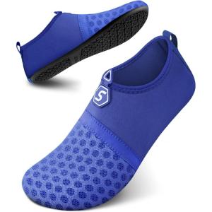 imageSEEKWAY Water Shoes QuickDry Aqua Socks Barefoot Slipon for Beach Pool Swim River Yoga Lake Surf Women Men Black SK0011csplice Blue