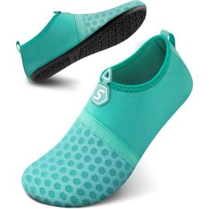 imageSEEKWAY Water Shoes QuickDry Aqua Socks Barefoot Slipon for Beach Pool Swim River Yoga Lake Surf Women Men Black SK0011dsplice Green
