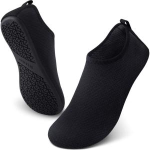 imageSEEKWAY Water Shoes QuickDry Aqua Socks Barefoot Slipon for Beach Pool Swim River Yoga Lake Surf Women Men Black SK0012awave Black