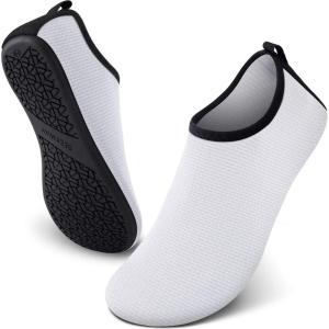 imageSEEKWAY Water Shoes QuickDry Aqua Socks Barefoot Slipon for Beach Pool Swim River Yoga Lake Surf Women Men Black SK0012cwave White