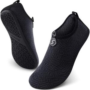 imageSEEKWAY Water Shoes QuickDry Aqua Socks Barefoot Slipon for Beach Pool Swim River Yoga Lake Surf Women Men Black SK0013a741 Black