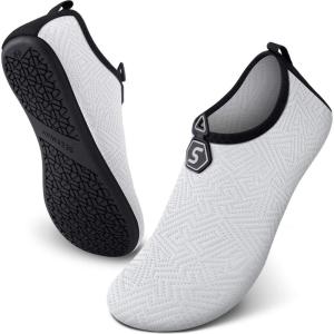 imageSEEKWAY Water Shoes QuickDry Aqua Socks Barefoot Slipon for Beach Pool Swim River Yoga Lake Surf Women Men Black SK0013d744 White