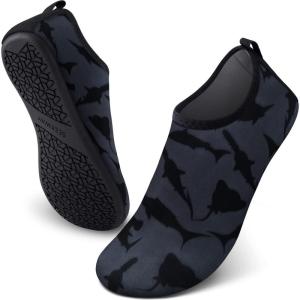 imageSEEKWAY Water Shoes QuickDry Aqua Socks Barefoot Slipon for Beach Pool Swim River Yoga Lake Surf Women Men Black SK0017aablack Shark
