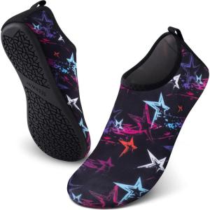 imageSEEKWAY Water Shoes QuickDry Aqua Socks Barefoot Slipon for Beach Pool Swim River Yoga Lake Surf Women Men Black SK0017castar