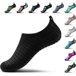 imageSEEKWAY Water Shoes Women Men Adult QuickDry Aqua Socks Barefoot Non Slip for Beach Swim River Pool Lake surf Black SK002U1astripe Black2