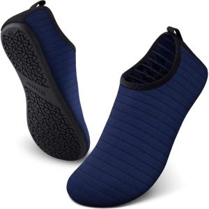 imageSEEKWAY Water Shoes Women Men Adult QuickDry Aqua Socks Barefoot Non Slip for Beach Swim River Pool Lake surf Black SK002U1cstripe Blue2