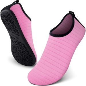 imageSEEKWAY Water Shoes Women Men Adult QuickDry Aqua Socks Barefoot Non Slip for Beach Swim River Pool Lake surf Black SK002U1estripe Pink2