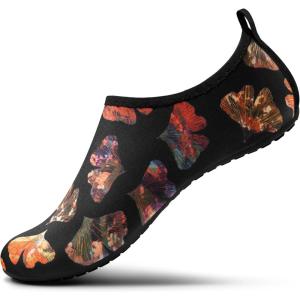 imageSEEKWAY Water Shoes Women Men Adult QuickDry Aqua Socks Barefoot Non Slip for Beach Swim River Pool Lake surf Black SK002U2d1294 Ginkgo Leaf